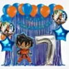 Kit Decoración Dragon Ball Azul Globos Metálicos + Numero