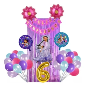 Decoración Isabella Globos Cortina Número Morado Encanto
