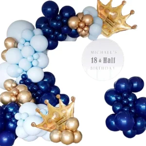 Kit Globos Decoración Azul Dorado Cumpleaños Boda Shower