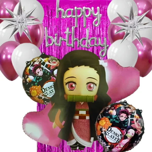 Kit Globos Decoración Nezuko Cumpleaños Cortina Letras