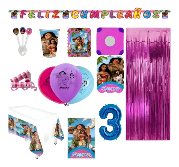 Kit Infantil Decoración Fiesta - Moana X36 Invitados