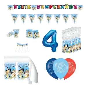 Kit Infantil Decoración Fiesta - Bluey Y Bingo X24 Invitados